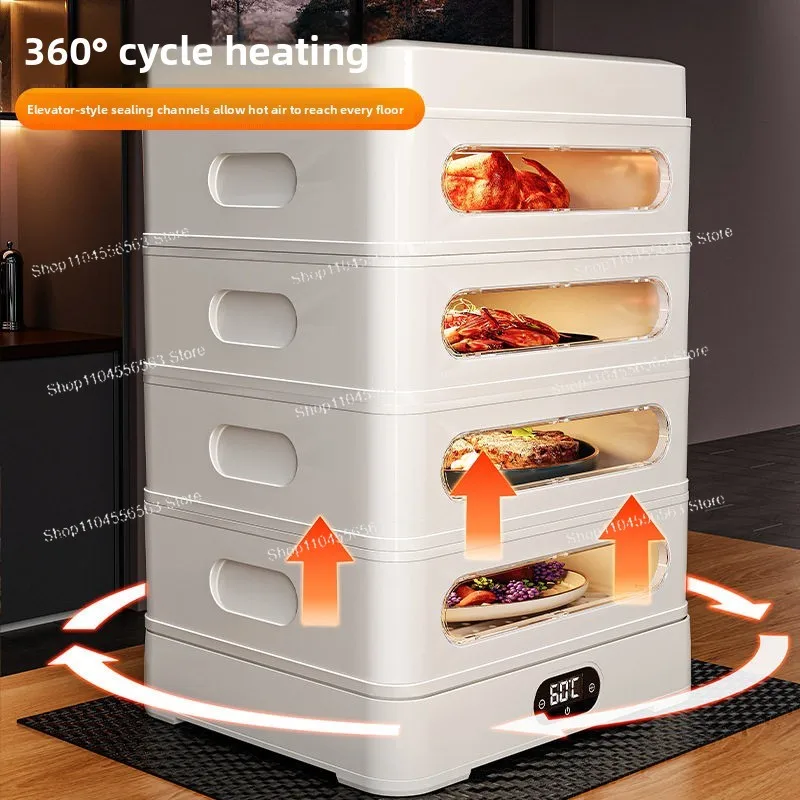 Household Plug-in Thermal Insulation Food Cover, Multi-layer Large Capacity Auto Power Off Dish Warmer for Winter