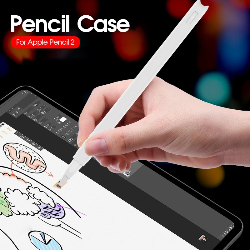 เคสสําหรับ Apple Pencil รุ่นที่ 2 สําหรับ Apple Pencil 2 ที่ใส่อุปกรณ์เสริม ฝาครอบซิลิโคนอ่อนนุ่มระดับพรีเมียมสําหรับดินสอ iPad 2