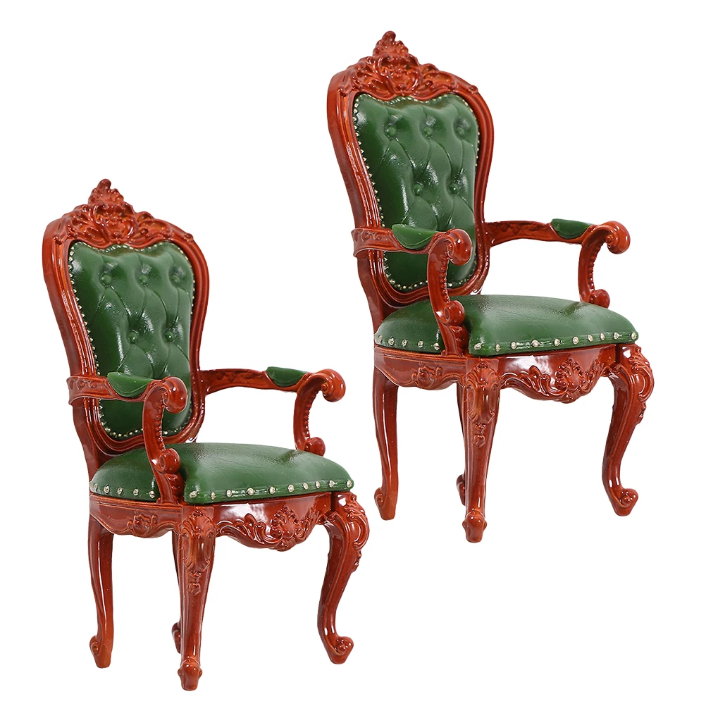 2 قطعة أثاث ريترو مصغر بيت الدمية كرسي الديكور الأثاث الخشبي