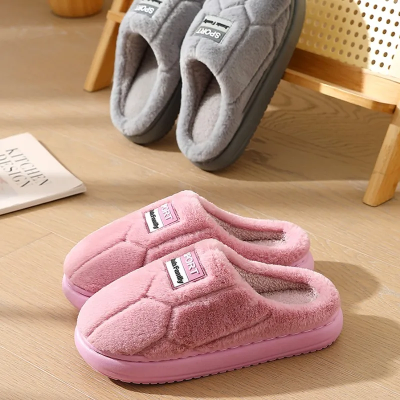 Zapatillas de algodón para el hogar para hombre y mujer, pantuflas cálidas de algodón de felpa para el hogar, otoño e invierno, 2024