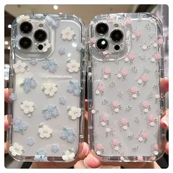 Korea Cute Ins Full Screen Flower Pattern Phone Case for Oppo Reno10 Reno8 Reno7 Reno6 Reno5 Z T Pro Plus Airbag Anti Fall Clear