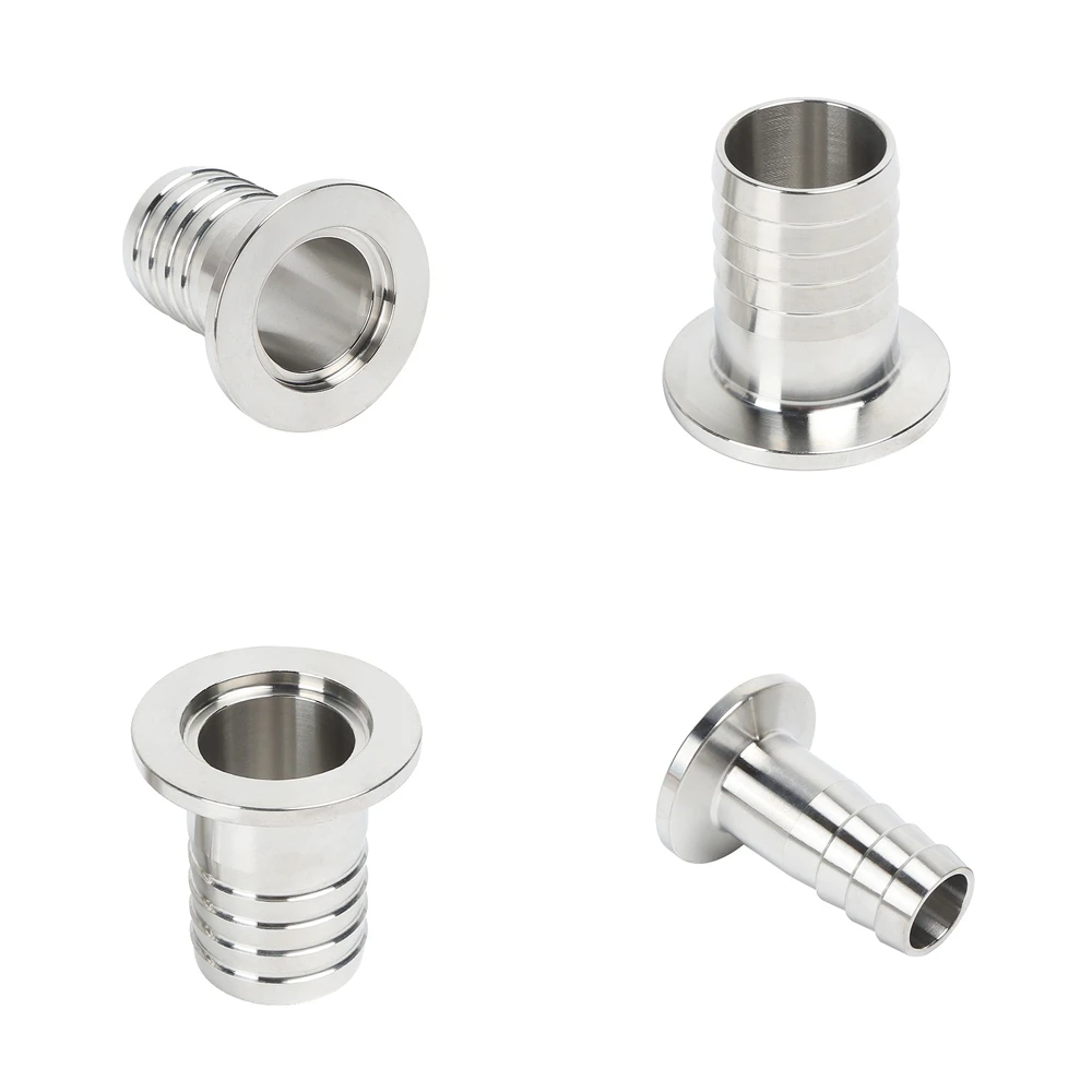 

304 Stainless Steel Sanitary Vacuum Hose Barb OD6 8 13 16 20 25 38mm Flange Adapter Pipe Fitting Clamp KF16 KF25 KF40 KF50