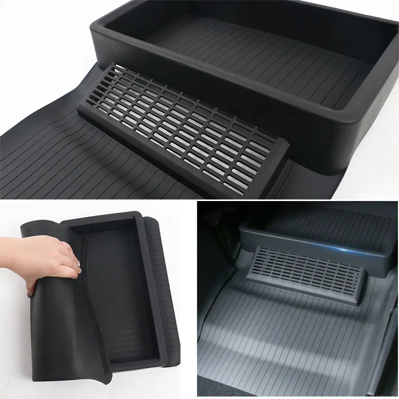 For Tesla Model Y 2022-2024 Accessori Under Seat Rail Track Cover Seat Glide Protector Anti-kick Pad Floor Carpet Anti-dust Kits