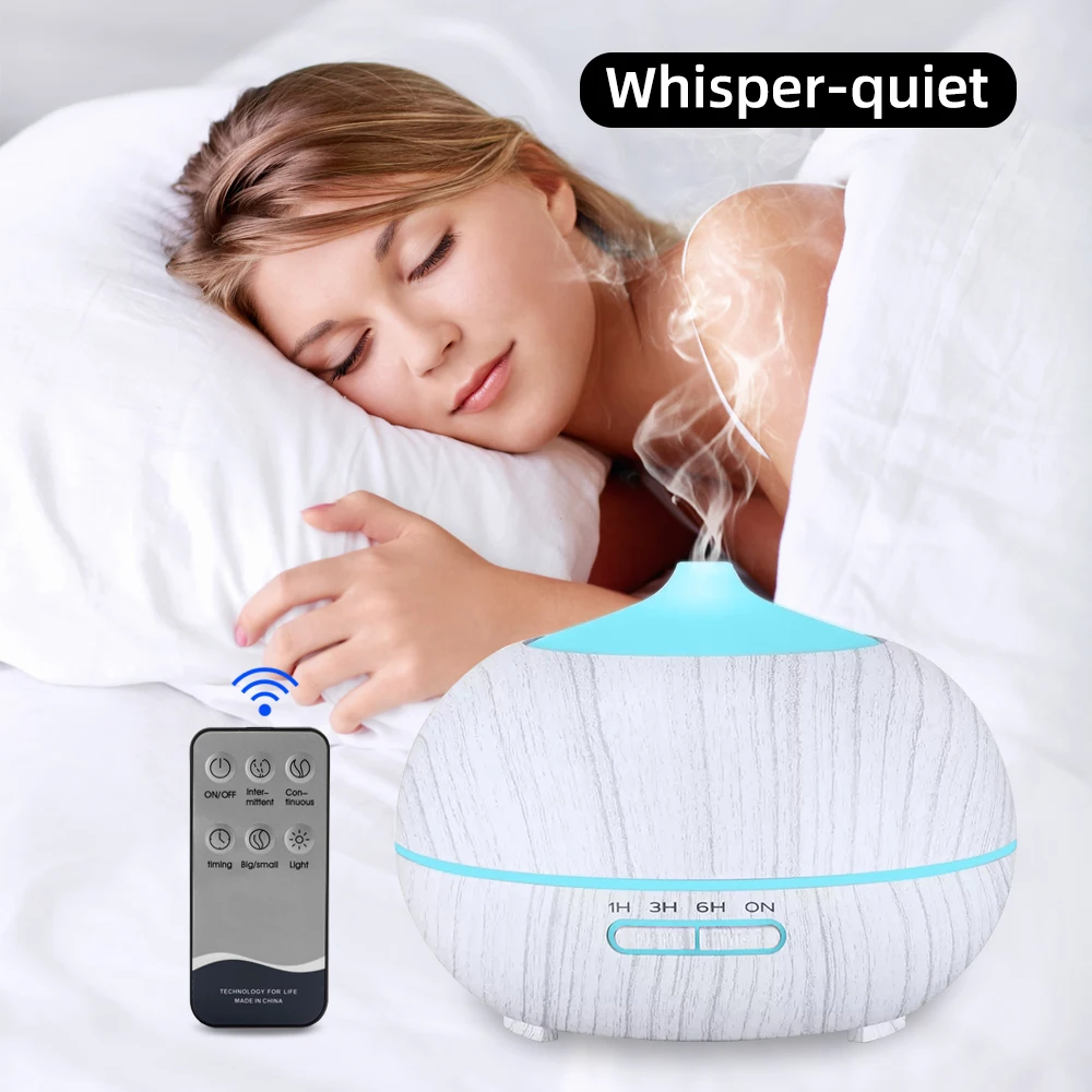 Ultrasonic Essential Oil Aroma Oil Diffuser  550ml For Home Design  7 Color LED  Remote Control  Includes 6 Essential Oils