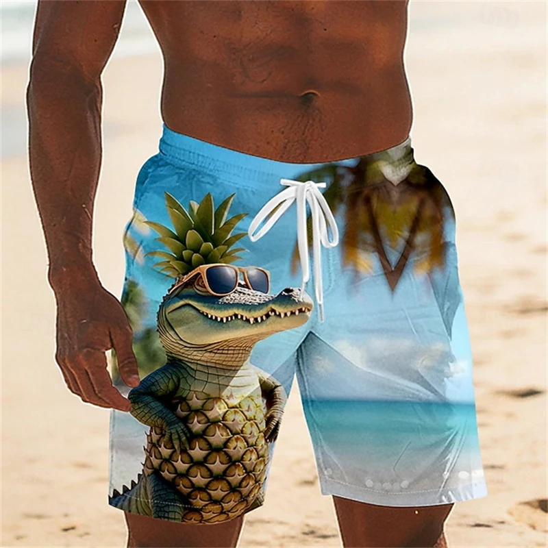 

Funny Mens Tropical Flamingo Print Beach Shorts Casual Summer Swim Trunks Lightweight Board Shorts Beach Surfing And Vacation
