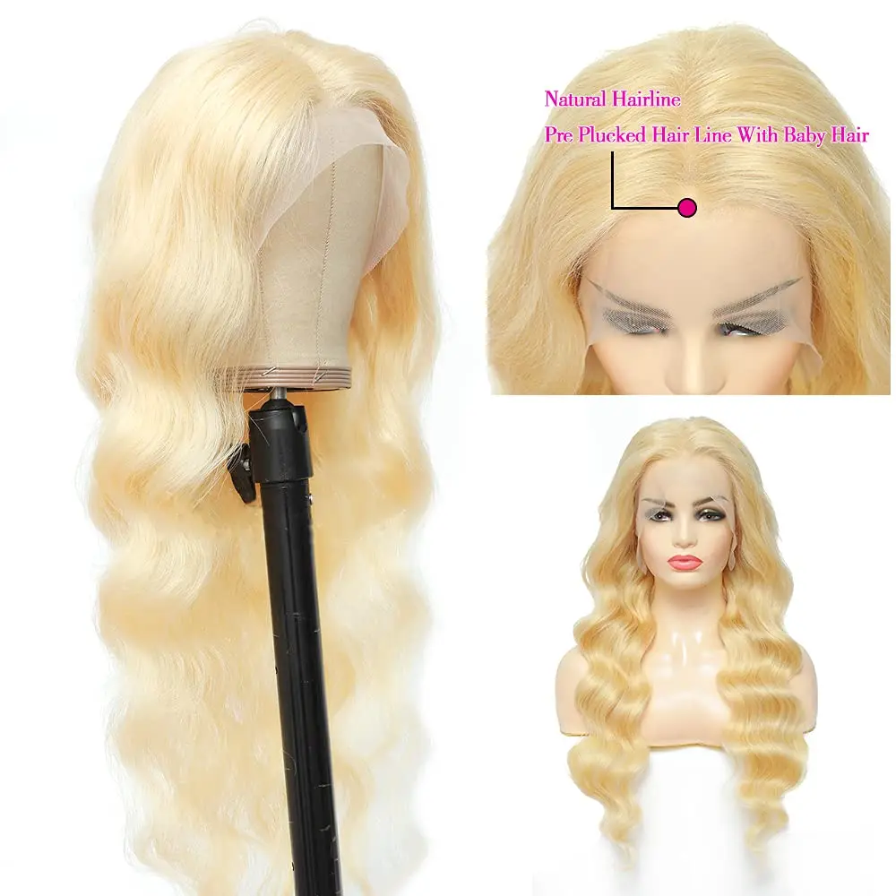 613 Lace Front Wig Human Hair 13x6 Transparent 180% Density Blonde HD Lace Frontal Wig Body Wave Lace Front Wigs Blonde Wig