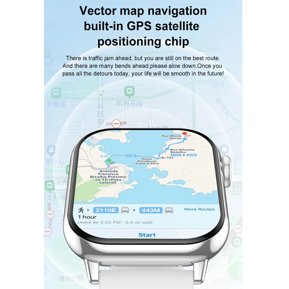 ساعة ذكية باللون الذهبي الوردي 4 جيجابايت/ROM خريطة الملاحة TWS سماعة توصيل Whatsapp Reply بلوتوث مكالمة صوت مساعد ساعة ذكية 2025 #4