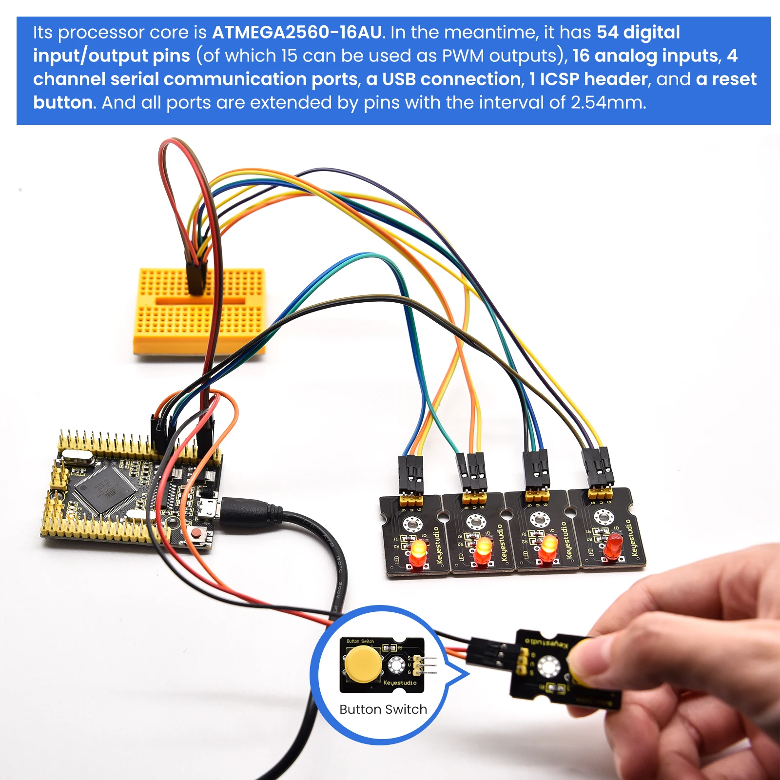 Keyestudio ATMEGA2560-16AU MEGA PRO 2560  Controller Board for  Arduino  Mega DIY Projects