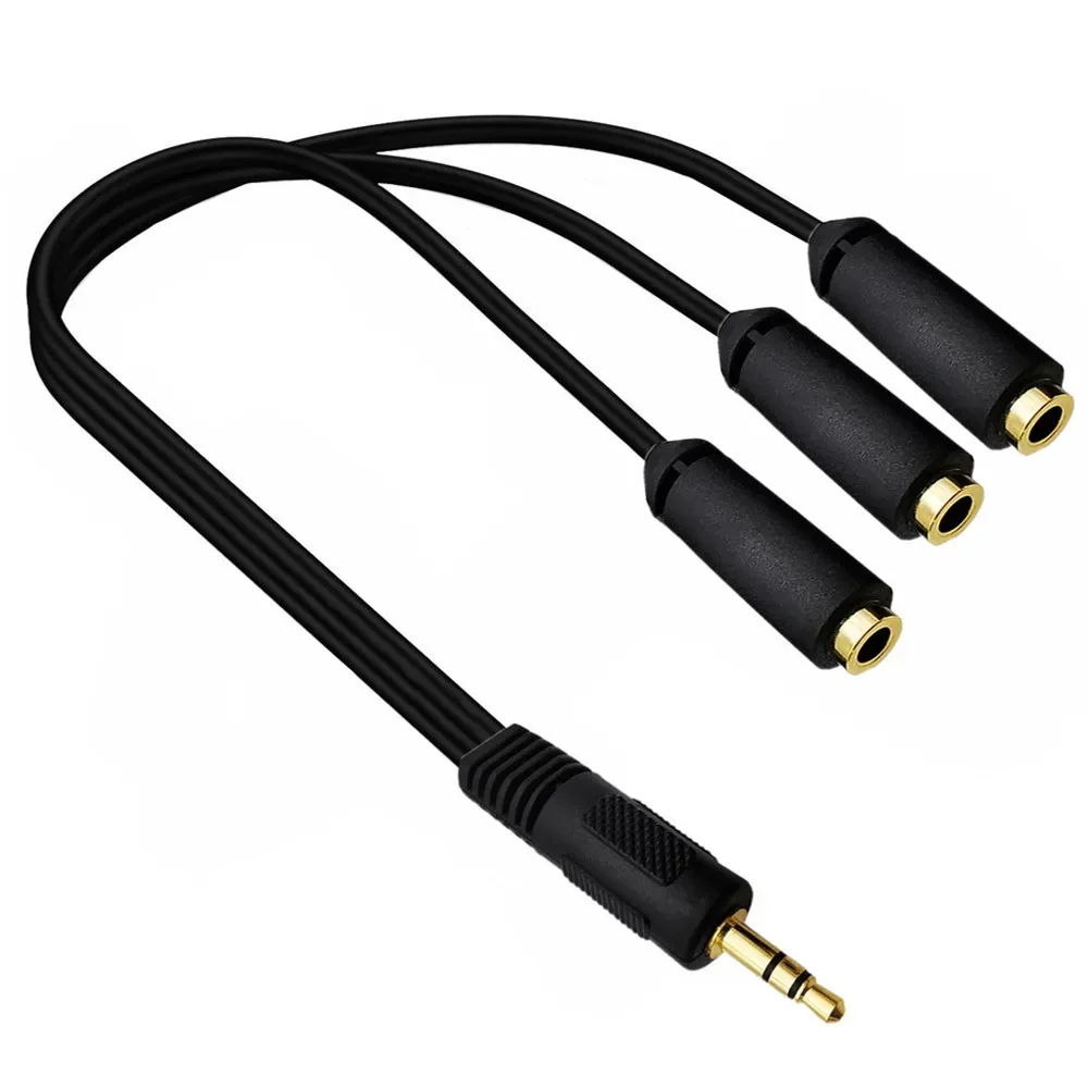 3.5mm Stereo Plug Male to 3 1/8" 3.5mm Stereo Jack Female 1 Input 3 Output Stereo Audio Splitter Cable 0.3m