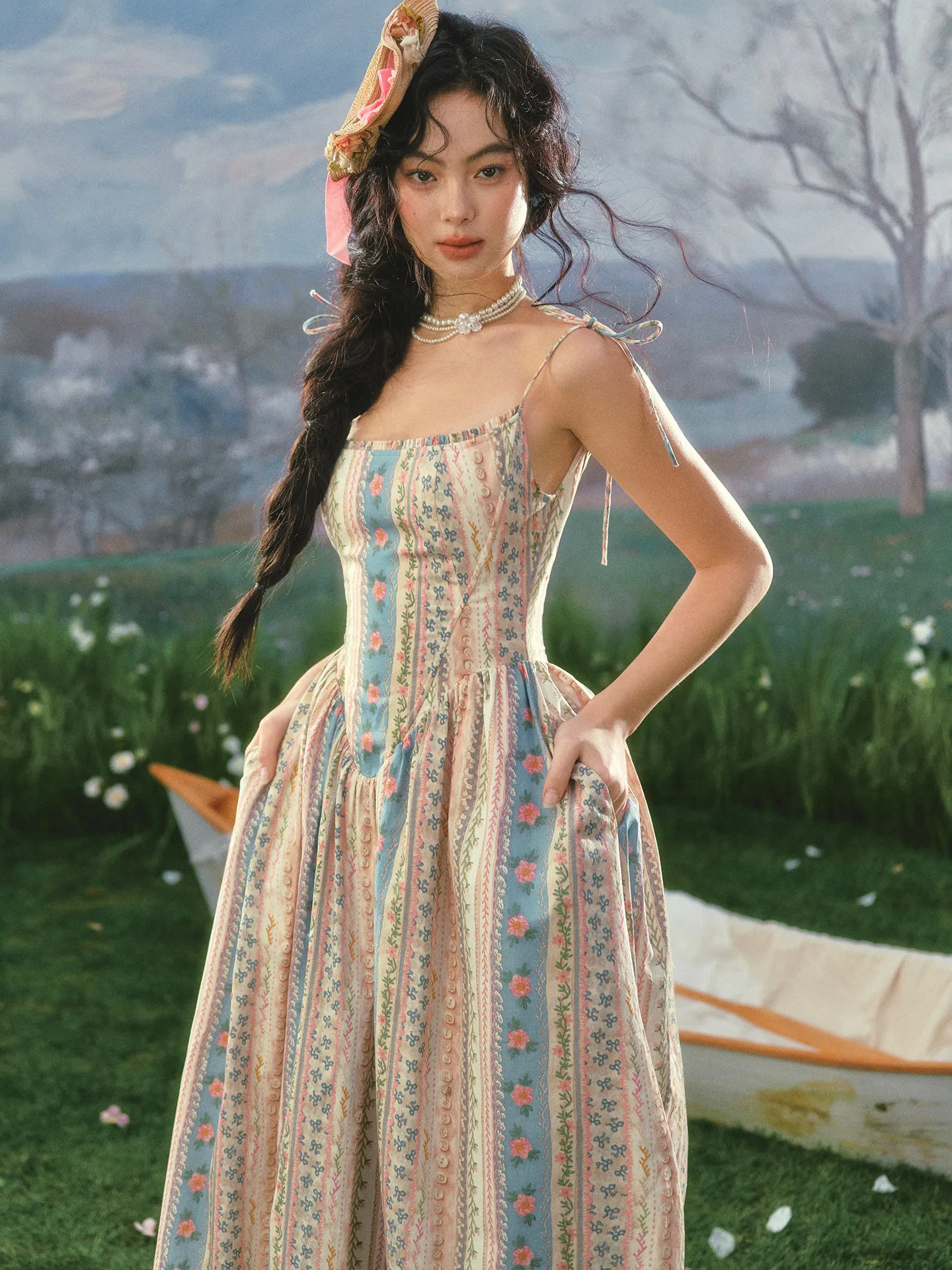 

TIYIHAILEY Summer Women Dress Sleeveless Long Maxi Ladies XS-XL Vintage High Waist Printed Spaghetti Strap Camisole Dresses