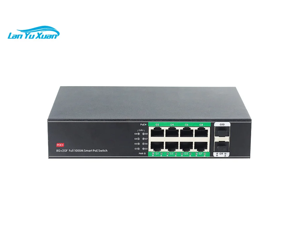 8 10/100/1000M PoE Ports and 2 1000M SFP Ports Industrial POE Switch