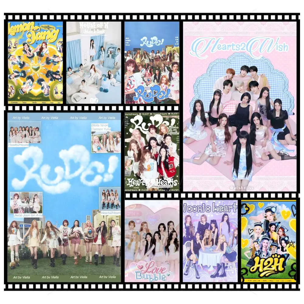 Kpop Group H-Hearts2Hearts Poster Wall Art Poster HD Waterproof PP Print Bedroom Living Room Office Decor Gift