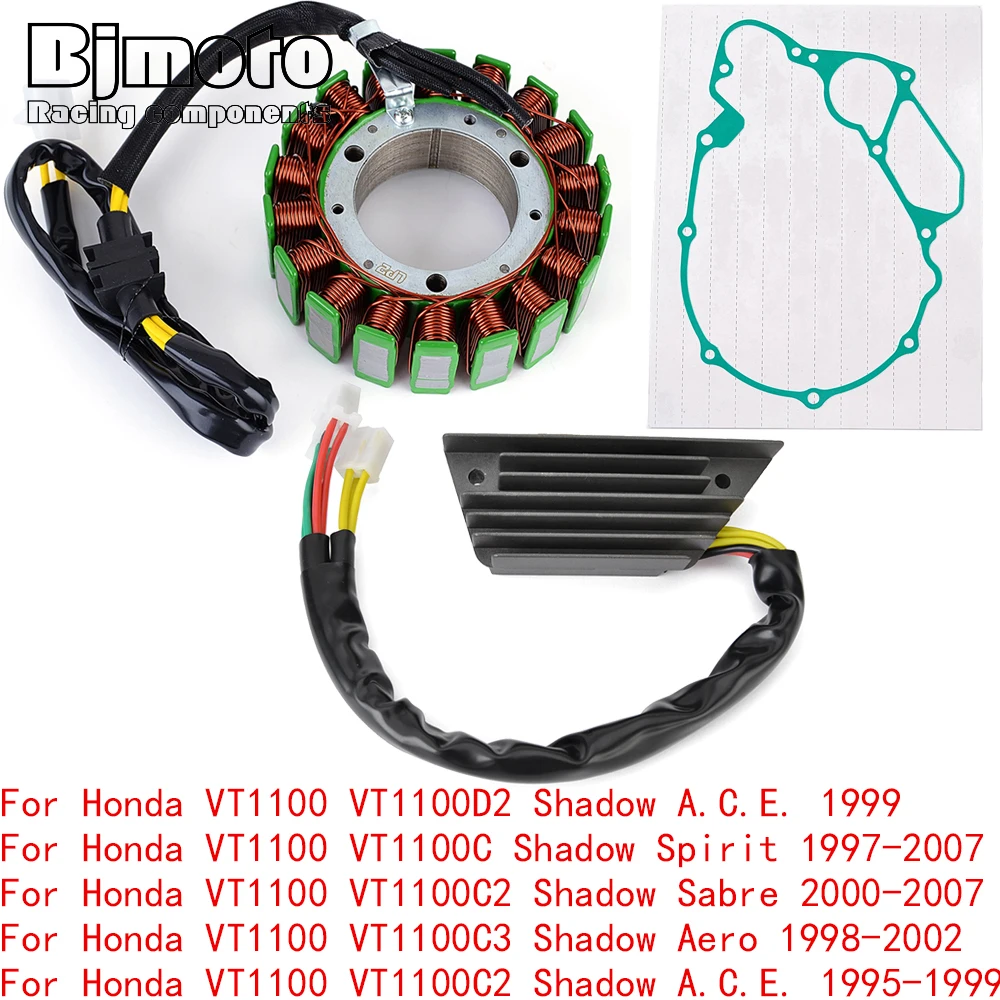 Stator Coil+Voltage Regulator rectifier For Honda VT1100 VT1100 D2 C 2 3 T Shadow A.C.E. Tour Spirit Sabre Aero With Gasket