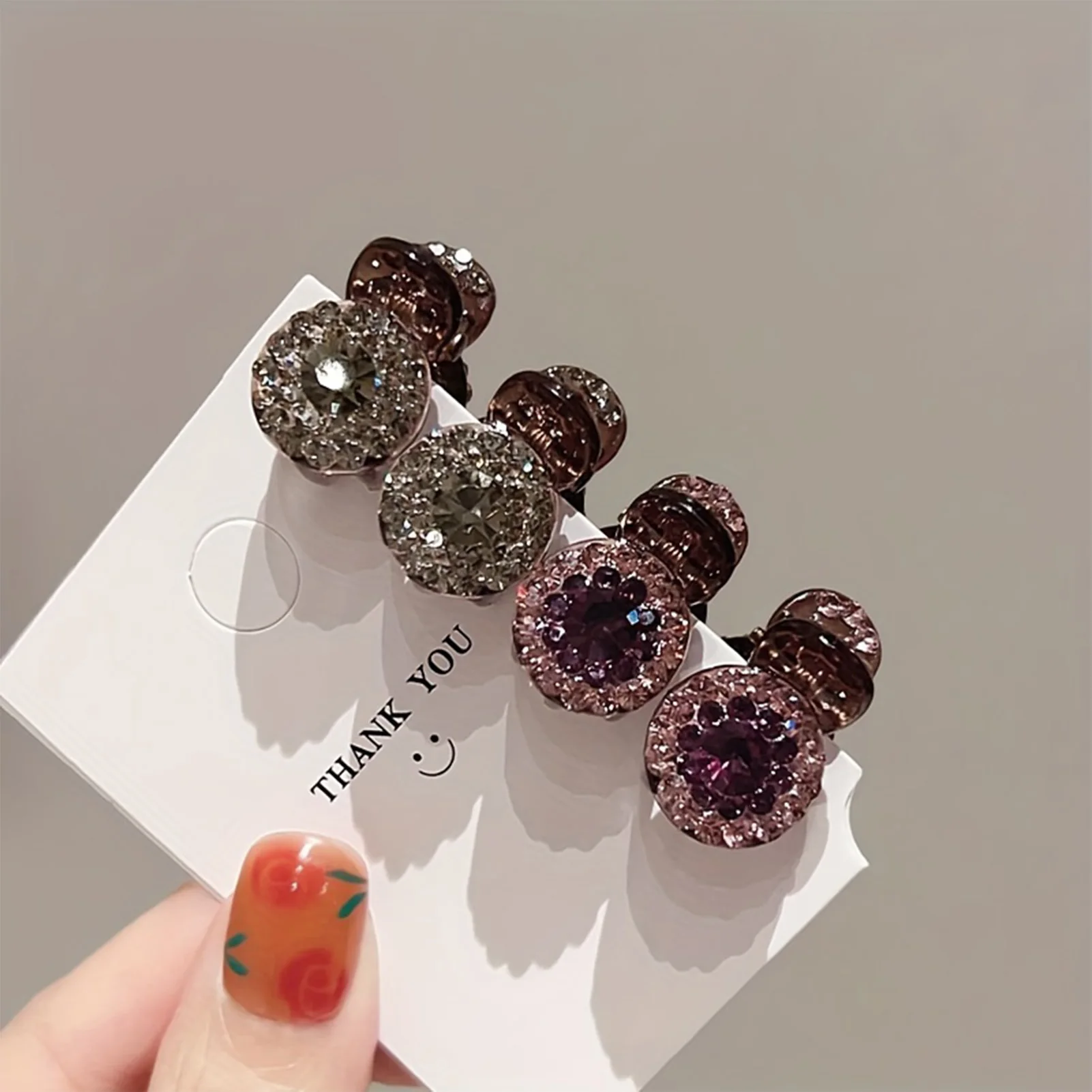 Rhinestone Claw Hair Jaw Clips Ponytail Holder Grey Color Small Hair Clip for Women and Girls Daily Use