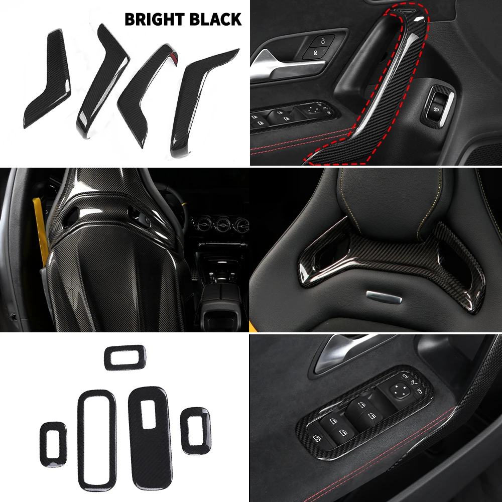 Carbon Fiber Car Stickers For Mercedes Benz Accessories AMG/A Class/CLA 35 Center Console Gear Air Conditioning Outlet Cover