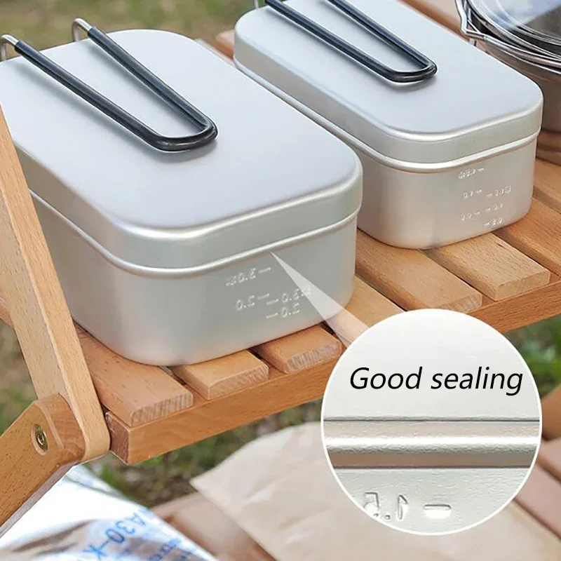 

Outdoor Camping Lunch Box Portable Mess Tin BBQ Picnic Tableware Aluminum Tourist Cookware Bowl Pan with Lid Equipment