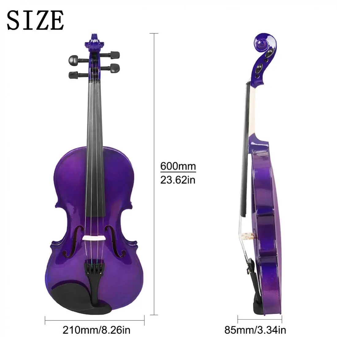 4/4 Full Size Solid Wood Violin Set with Hard Case, Bow, Shoulder Rest Strings and Bridge Accessories, Beginners Violin Kit