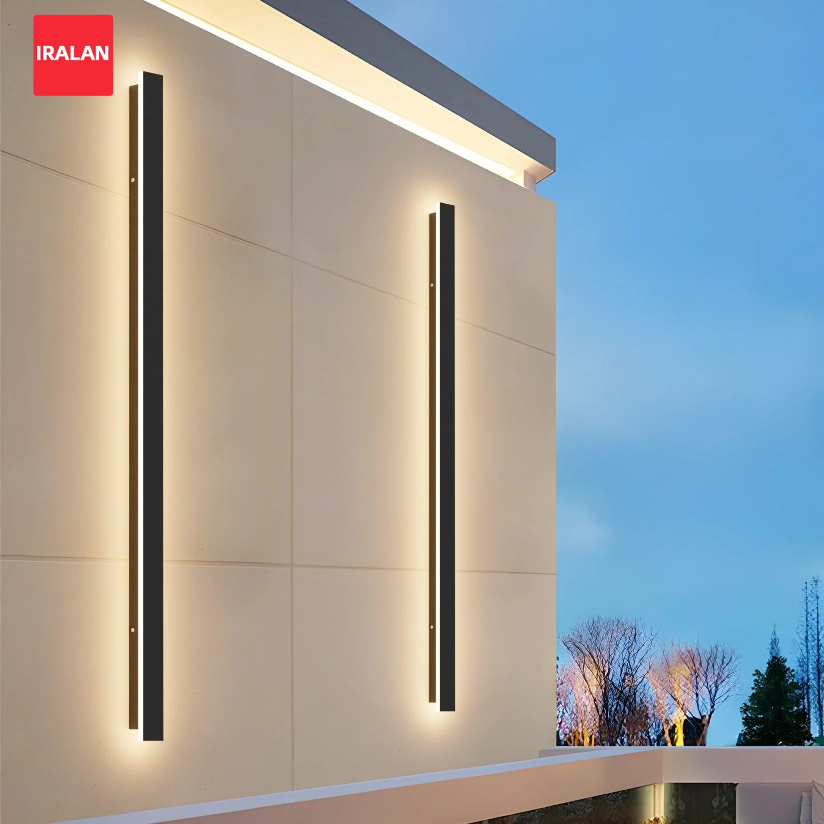IRALAN Long Strip Wall Lamp Simple Black Outdoor Wall Lights Waterproof Rust Proof Warm Light Lamp Decorative Lighting Corridor