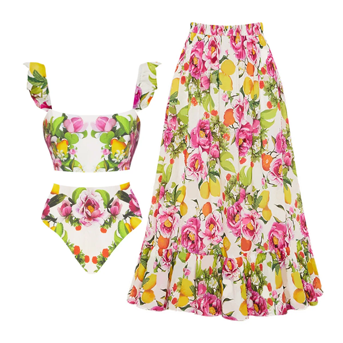 2026 nouveauté Push Up femmes Bikini ensemble imprimé fleuri à volants Bikinis à bretelles maillot de bain bandeau brésilien Biquini maillot de bain