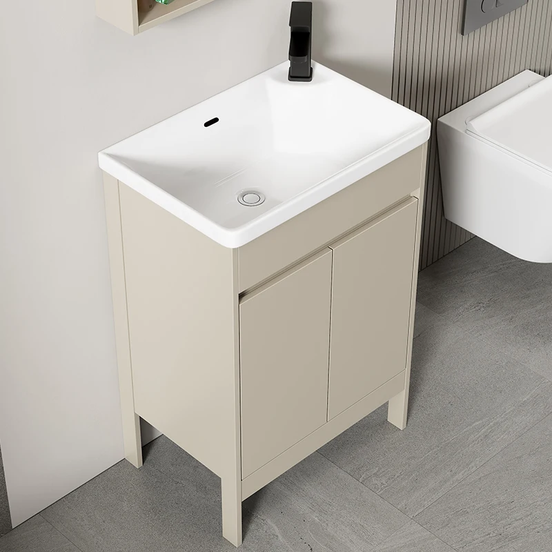 

Floor-to-ceiling space aluminum bathroom cabinet combination small apartment washbasin toilet wash basin ceramic integrated