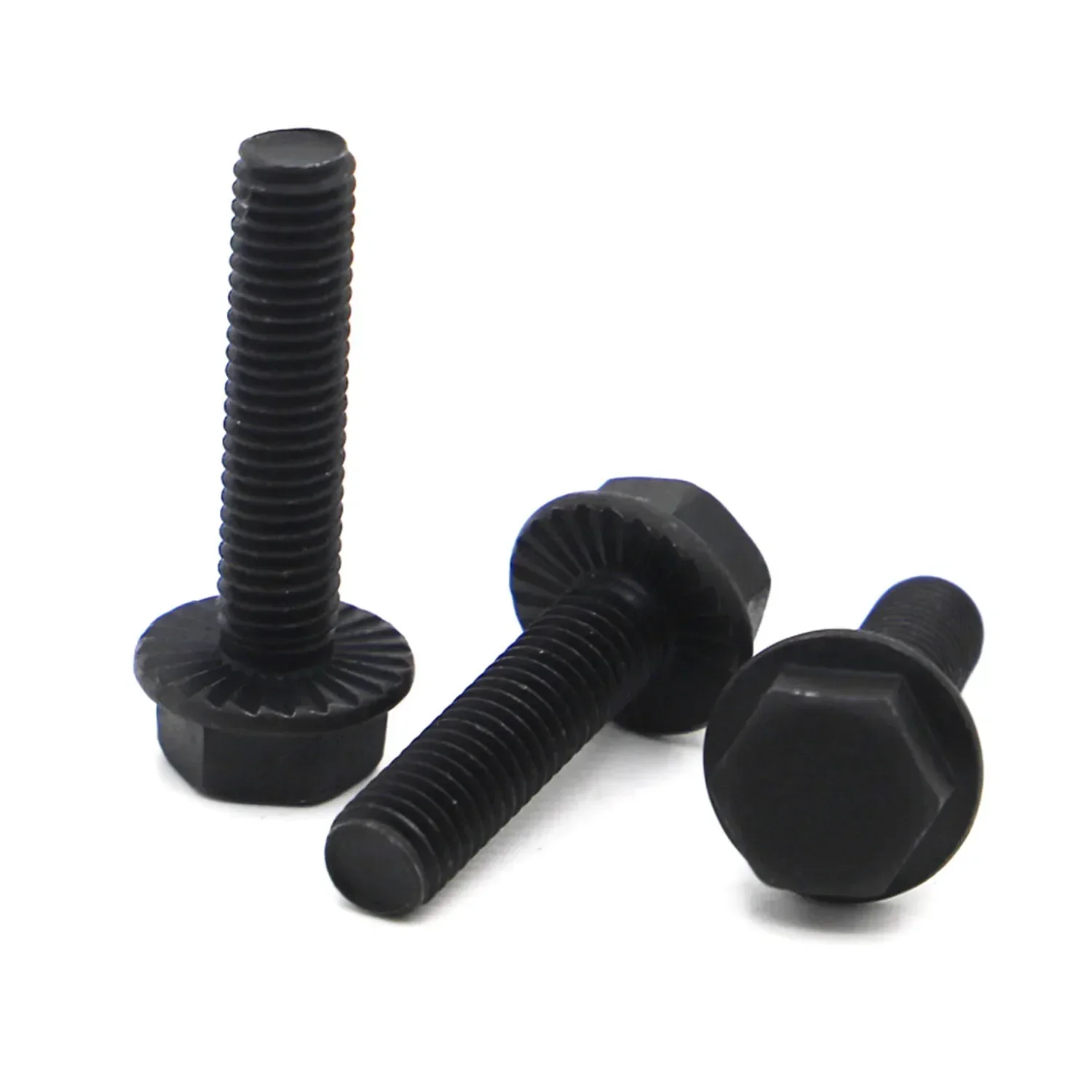 M5 M6 M8 M10 M12 Black Grade 10.9 Steel Hexagon Flange Bolts With Tooth Anti-slip Screw GB5789