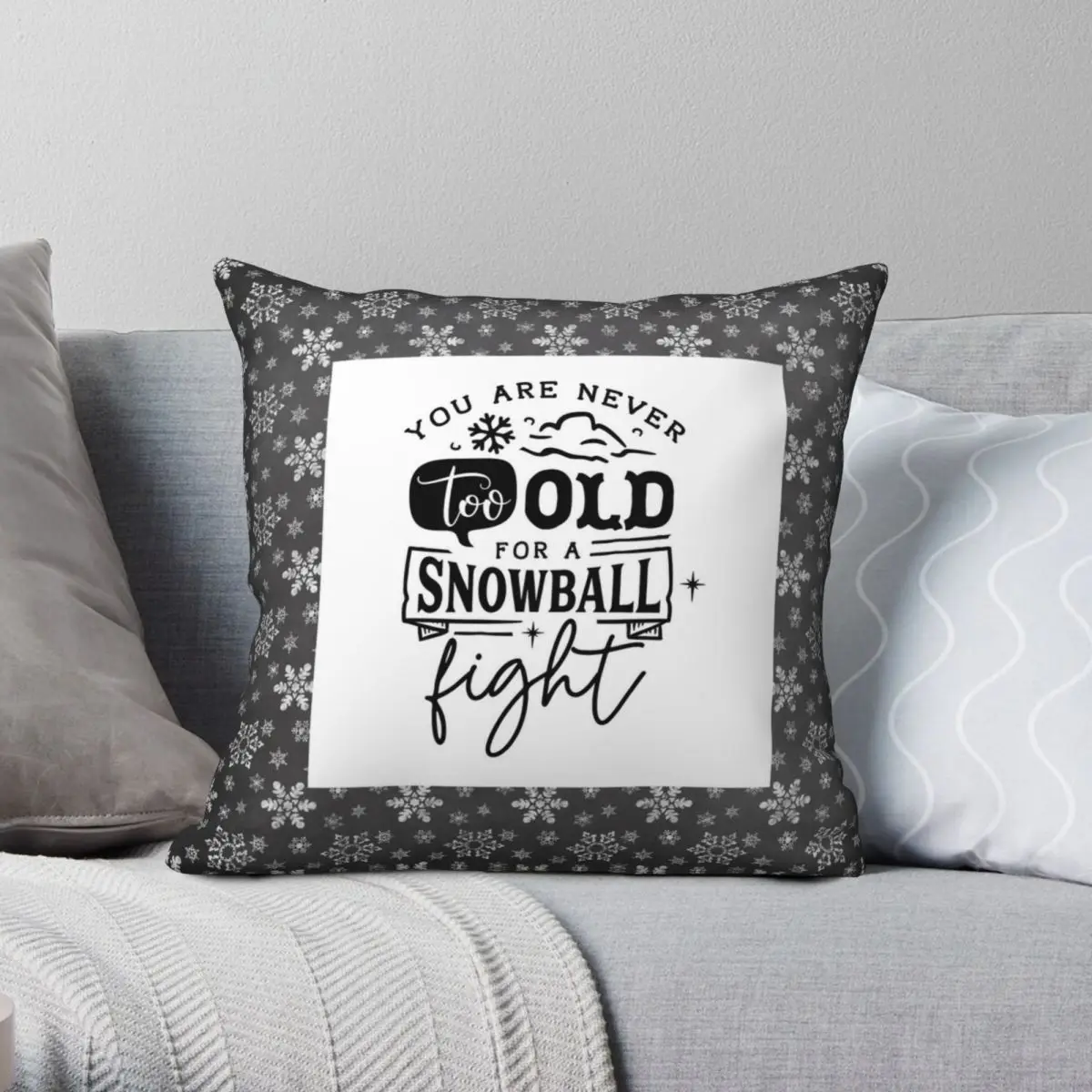 For A Snowball Fight Square Pillowcase Polyester Linen Velvet Printed Zip Decor Sofa Cushion Cover 45x45