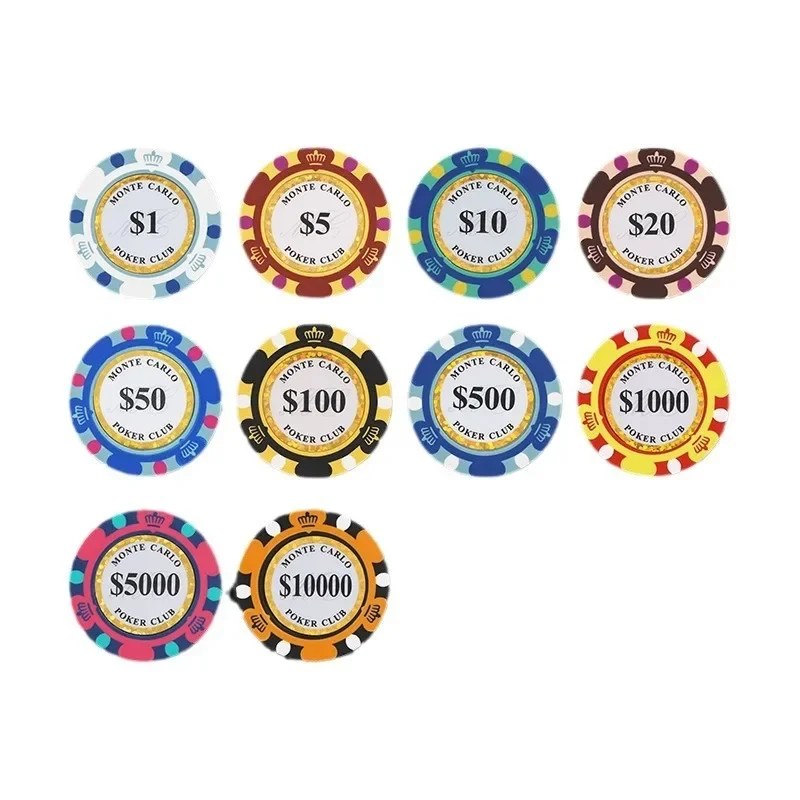 5pcs tri-color crown Gold Phnom Penh chips Coin baccarat mahjong chips from the source manufacturers