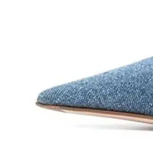 Blue Denim Pointed Toe Pumps Metallic Stiletto Heels Women Street Casual Daily Party Fashion Slip On High Heels Sandals