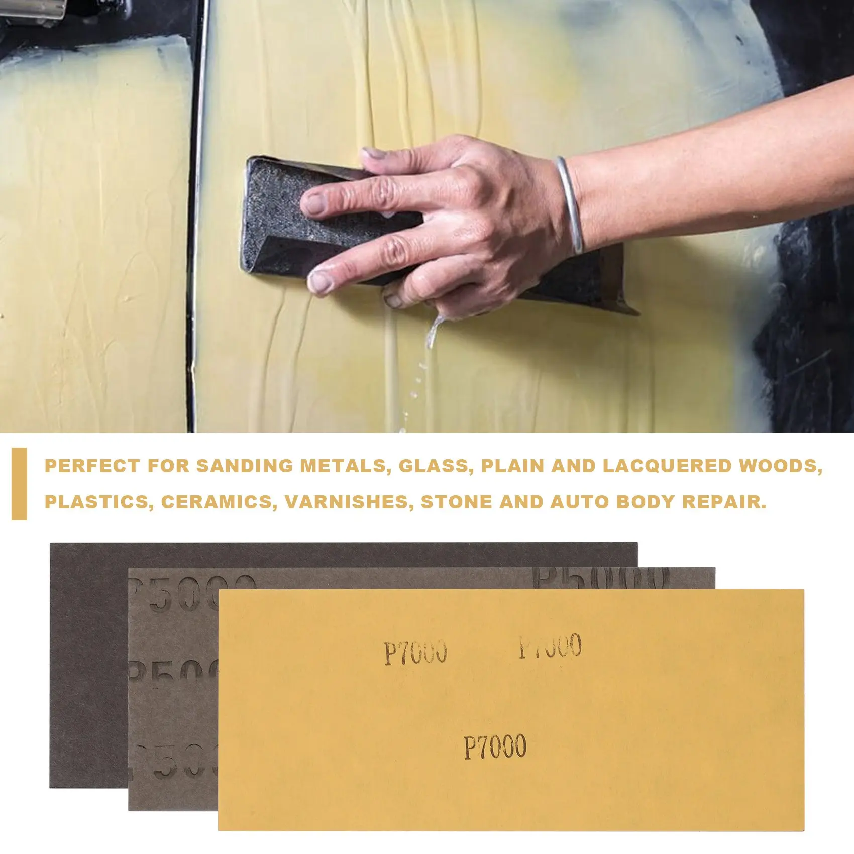 ABFI 9 Uds 3000 5000 7000 papel de lija húmedo y seco de grano alto surtido de papel de lija para paneles de yeso 9X3,6 pulgadas para pintura de coche carrocería