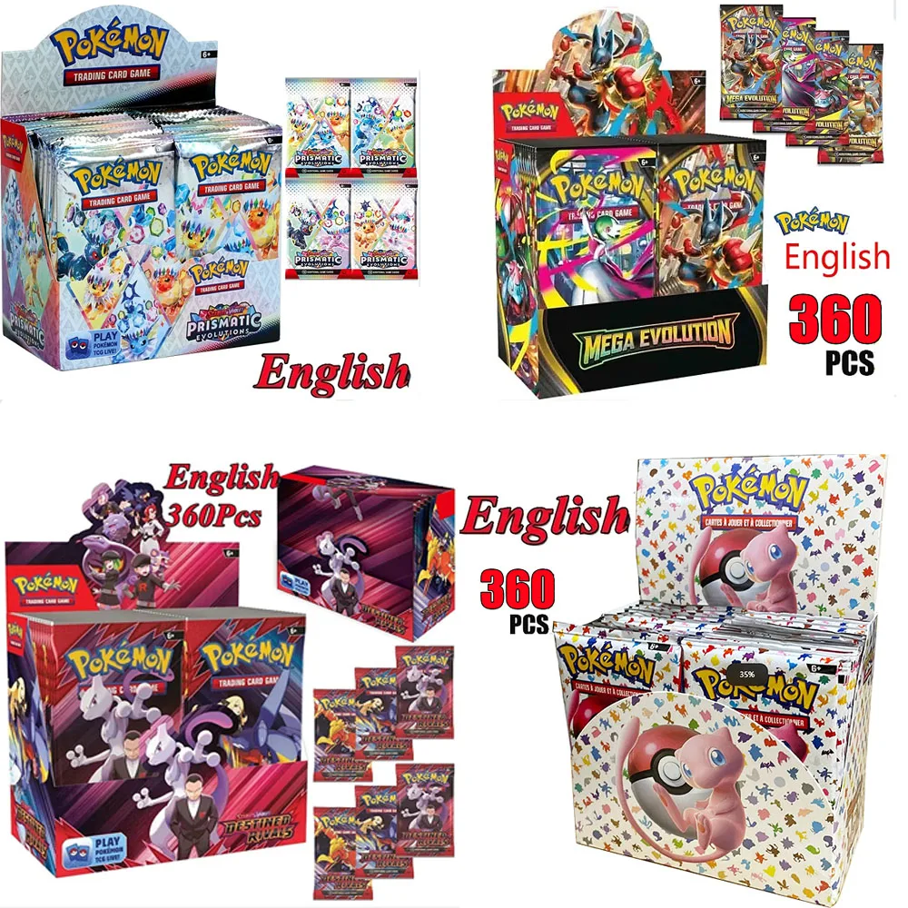 

360 шт., английские карты с покемонами, игра MEGA EVOLUTION SCARLET & RAOLE 151, призматический бустер, боевая транзакционная карта