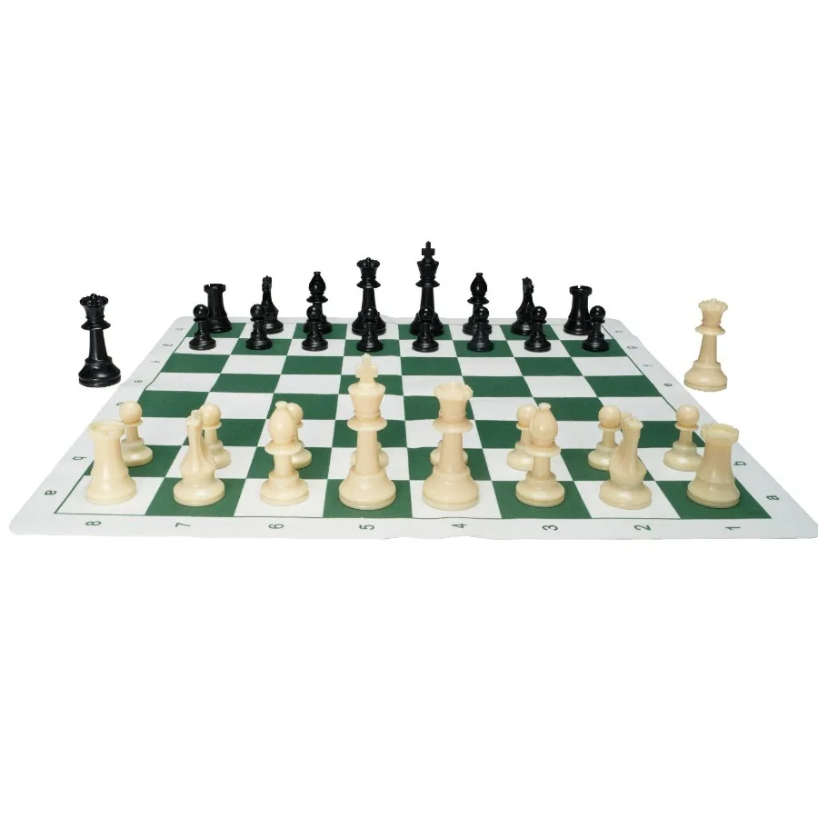 

Tournament Chess Set 20 Inch RollUp Beginner Chess Board Foldable Silicone Chess Game with Plastic Weighted Chess Pieces Stora