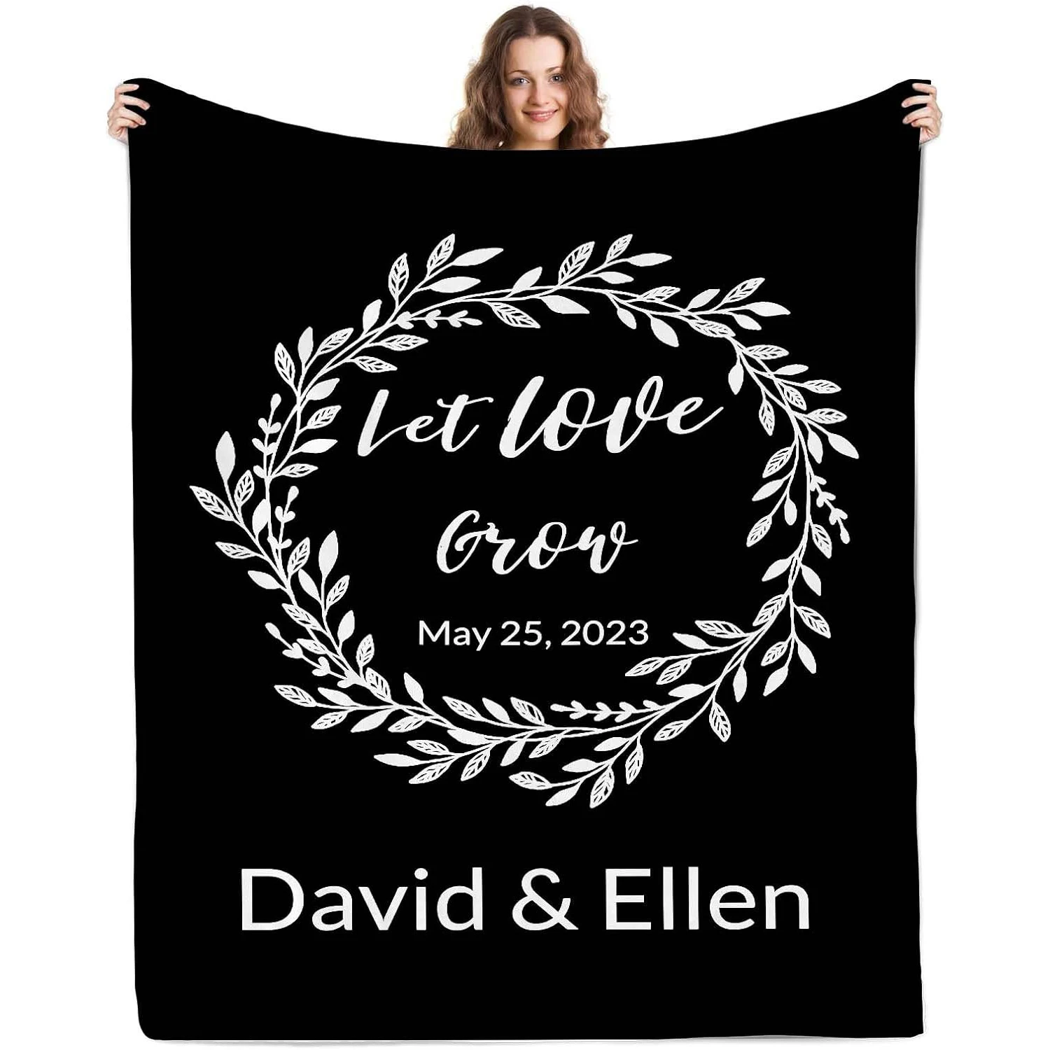 Customized blanket with text, suitable for personalized blankets for families, mothers, fathers, children, and wives,