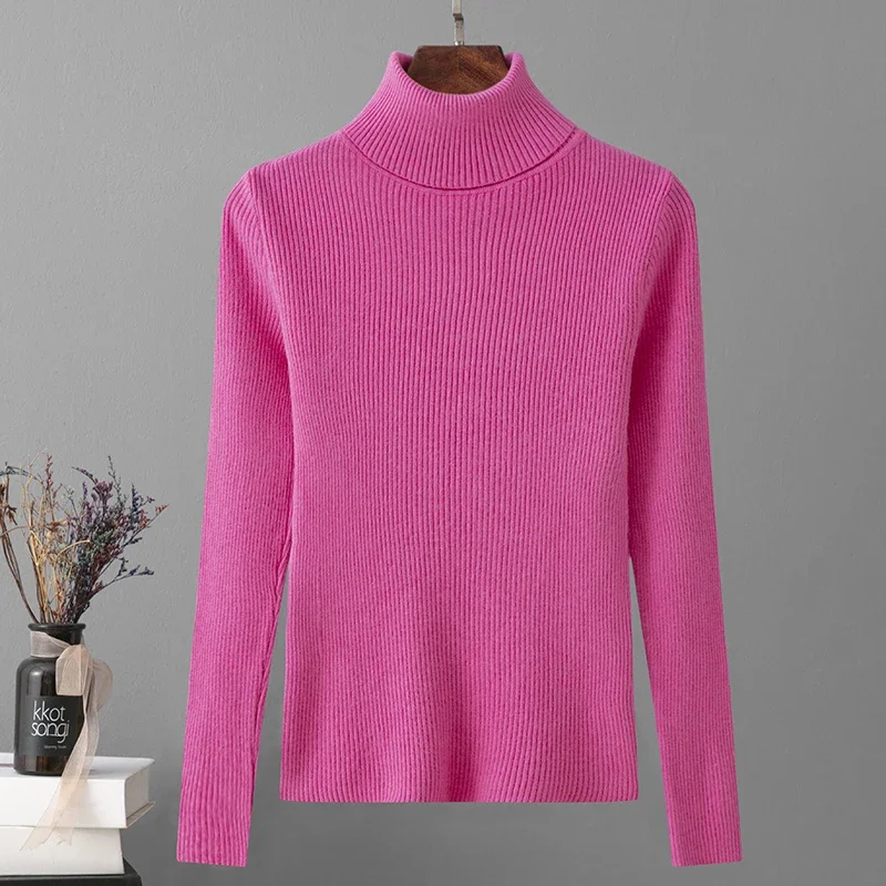 Winter Skinny Elastic Basic Turtleneck Black Sweater Women  Knit Pullover Sweater Female Autumn Korean Warm Soft Pullovers Full