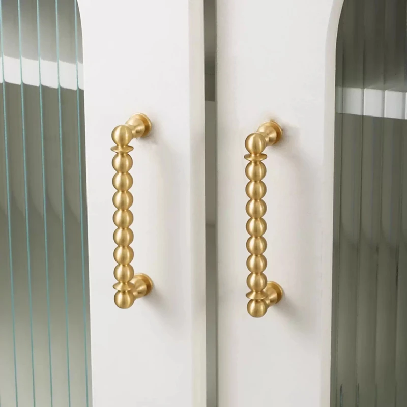 Messing-Schrankgriffe, Kupfer-Möbelbeschläge, runde Kugelgriffe für Schubladen, antike lange Kleiderschrankgriffe, Küchenschranktürgriff – Detail 3