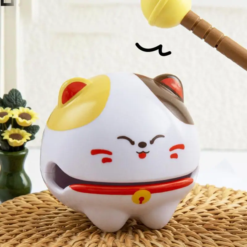 Lucky Cat Temple Block Knock Percussion Toy Cartoon Wood Fish Ornament Meditation Buddhist Decoration Unique Instruments