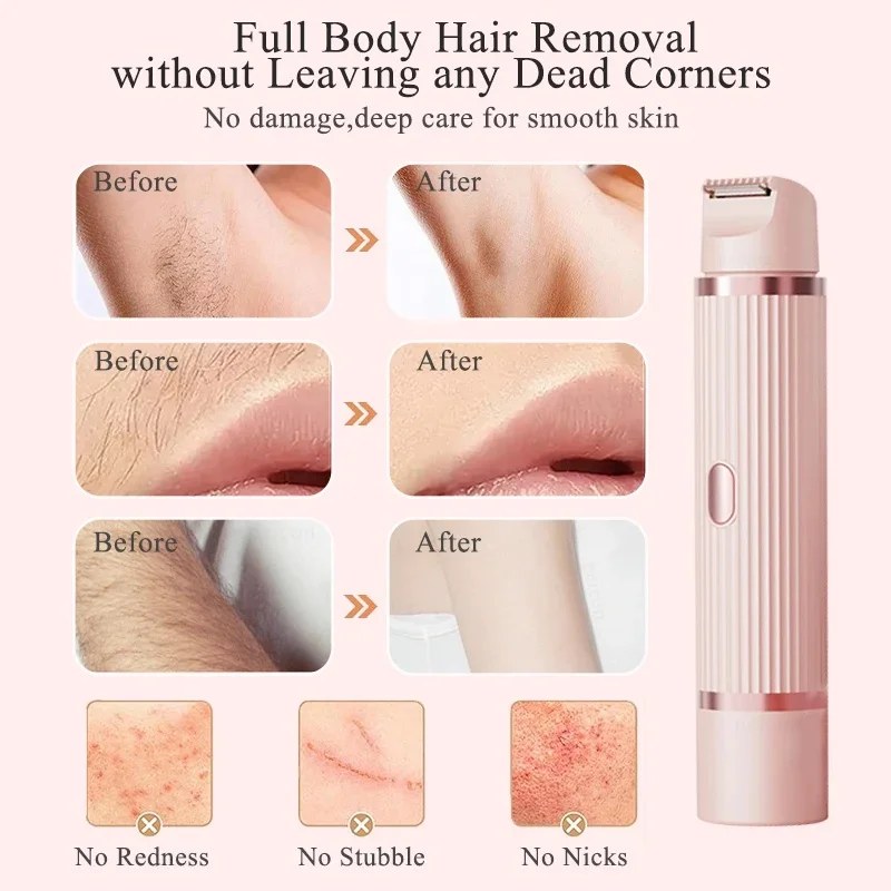Women's Electric Shaver 2-in-1 Bikini Area Hair Trimmer Cordless Waterproof Rechargeable Wet/Dry Use Dual-Head Detachable Razor gallery 5