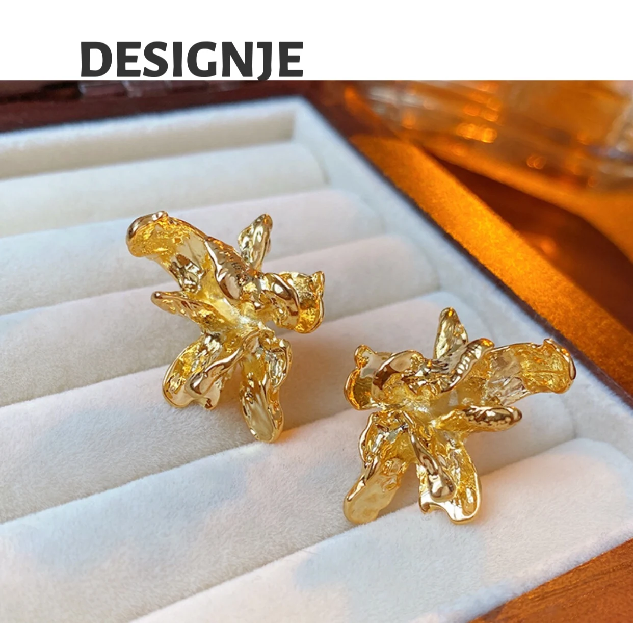 

[Personality] Luxurious silver needle irregular metal flower earrings French personality high-end earring for women