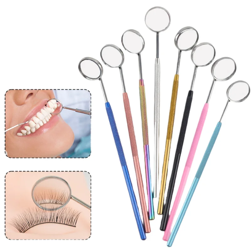 

10pcs Dental Mouth Mirror Stainless Steel Non-slip Handle Oral Dental Mirror Hygiene Mix Color Professional Beauty Dental Tool