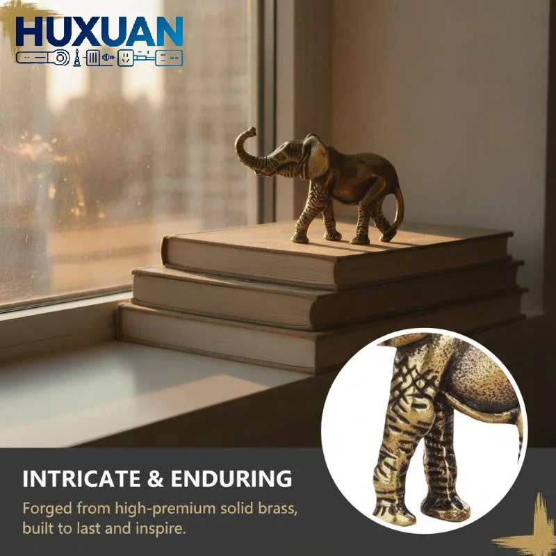 Lucky Trunk Up Elephant Figurine Zinc Alloy Handcrafted Vintage Texture Decor for Desktop Bookshelf Home Office Table Ornament