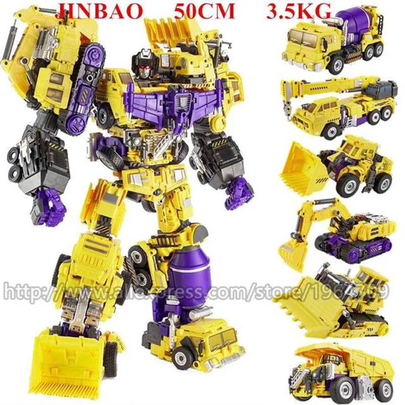 

JINBAO 6 IN 1 New Devastator Toy Transformation KO G1 Robot Car Oversize 50CM Action Figure Excavator Hook Model Kid Adult Gift