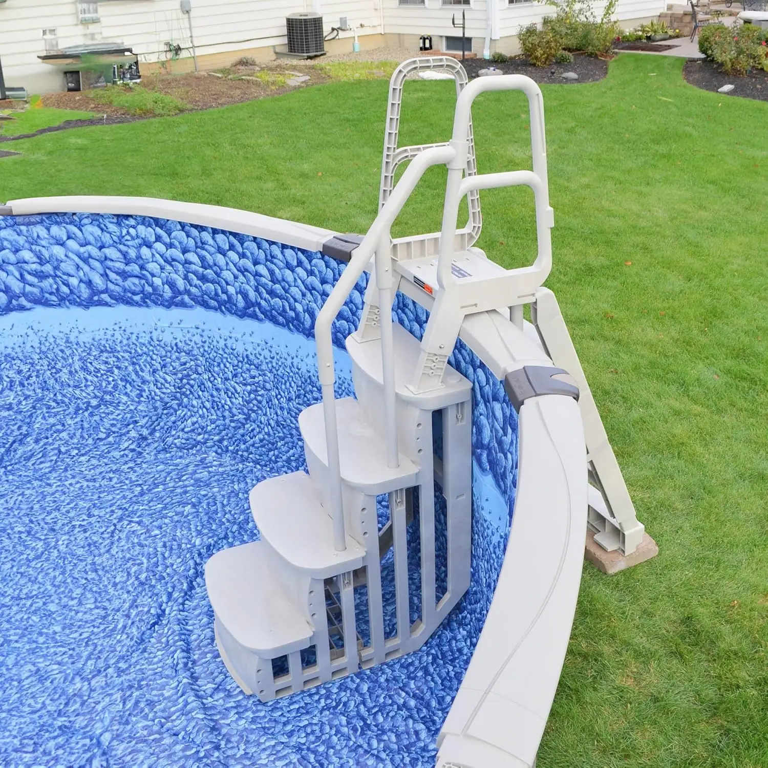 

Main Access 48 to 54 Inch Heavy-Duty Adjustable Outdoor Above Ground Swimming Pool Smart Step and Climb Ladder Entry