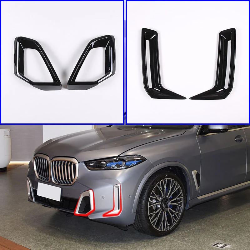 

For BMW X5 G05 2023 2024 2025 Black Fog Lamp Body Kit Splitter Cover Grille Sticker Front Bumper Fangs Cover Air outlet Frame Co