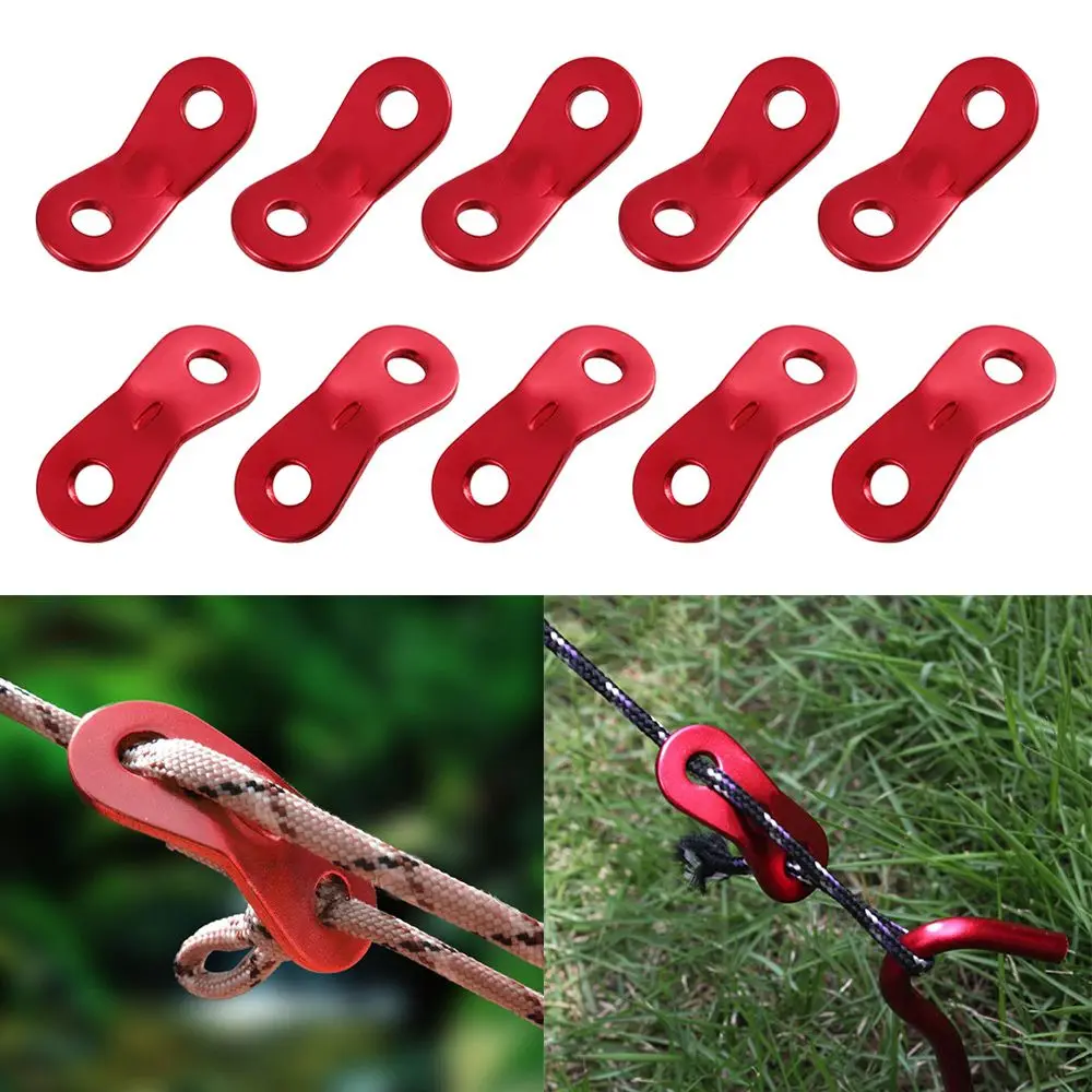 10pcs Tent Guy Line Tightening Knot Double Holse Rope Buckles Hook Fastener Sports Outdoors Tools Rope Tensioner Accessories