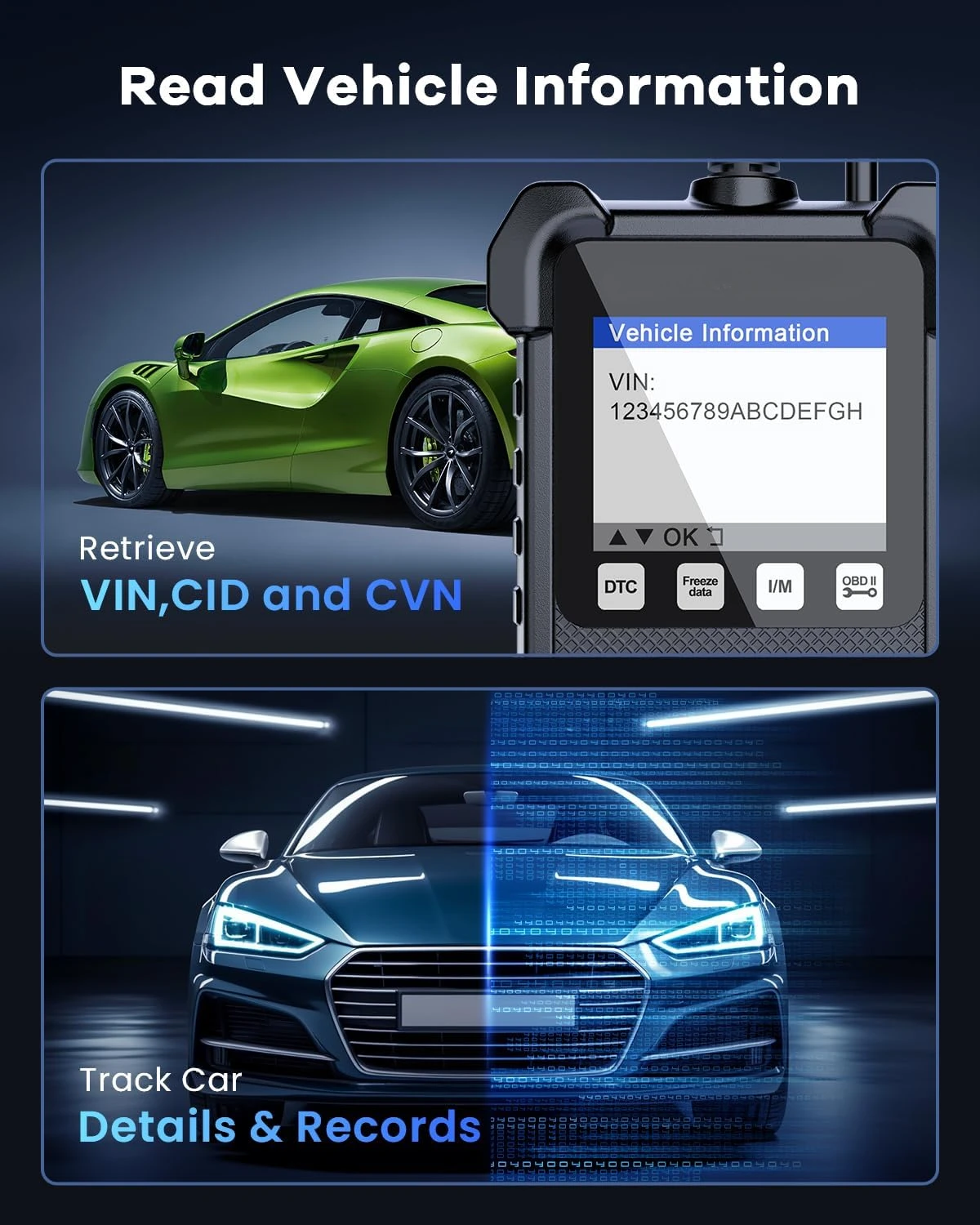 lector código motor, sensor O2/sistema EVAP/prueba humo, herramienta escaneo diagnóstico para todos los coches protocolo OBD