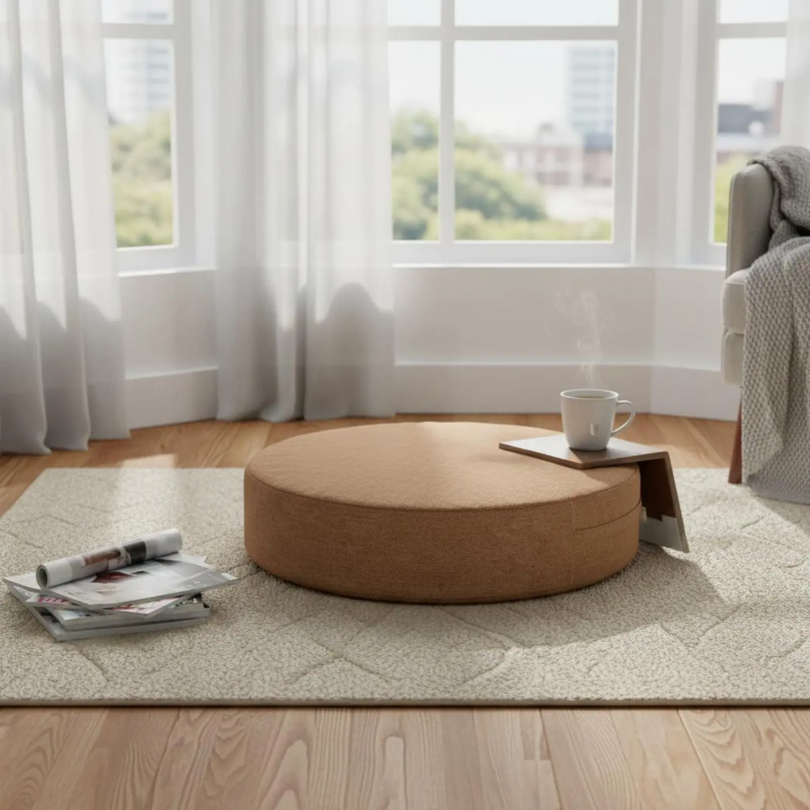 Japanese Floor Pillow Removable Cleanable Cover Round Meditation Pillow Thick Floor Pouf Retains Shape