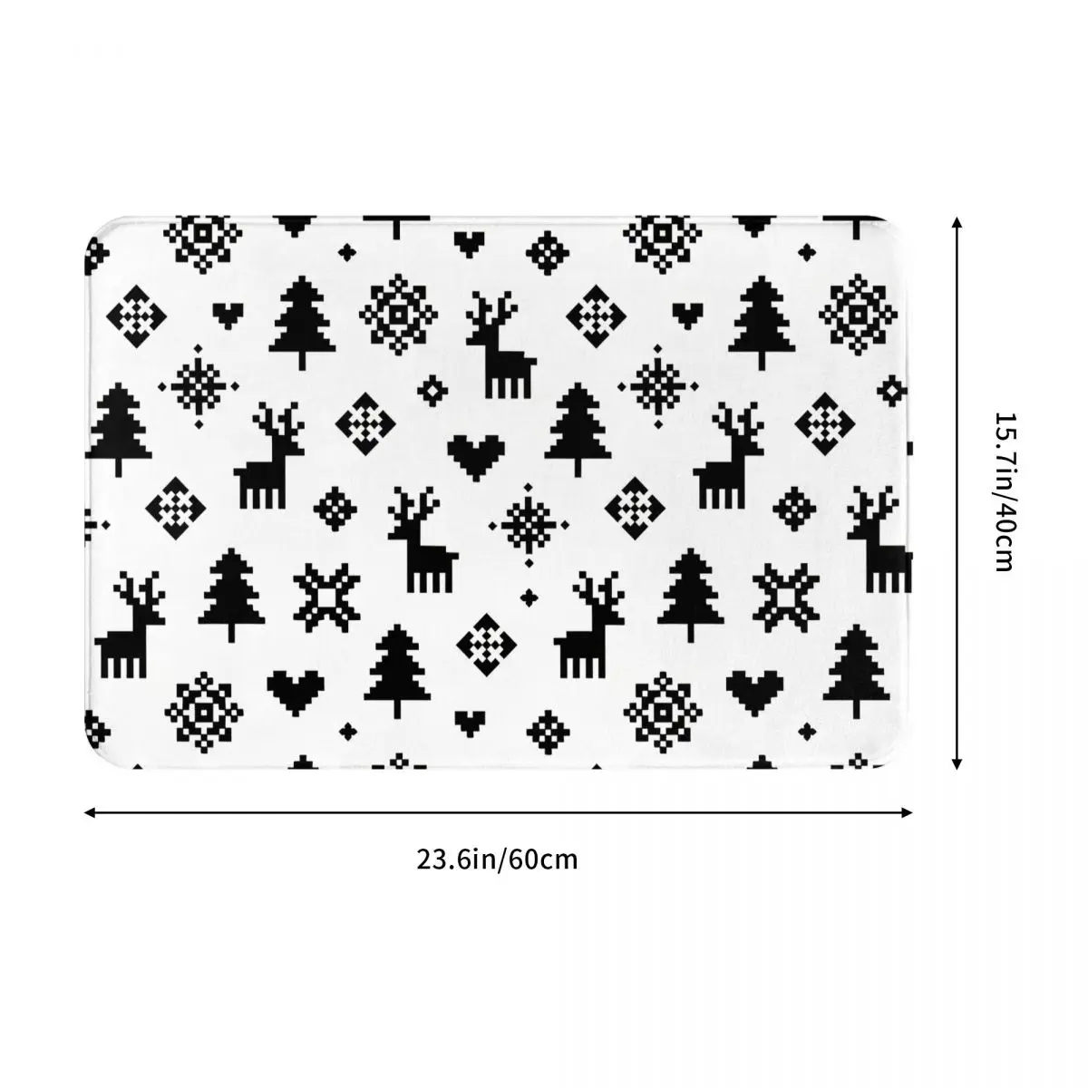 Pixel Pattern Winter Forest Black And White Non-Slip Carpet Doormat Bedroom Kitchen Mat Welcome Decoration Rug