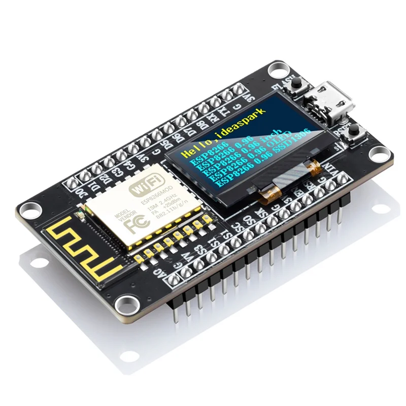 NodeMCU ESP8266 Development Board with 0.96Inch OLED Display CH340 ESP-12E WiFi Module Micro-USB for Micropython