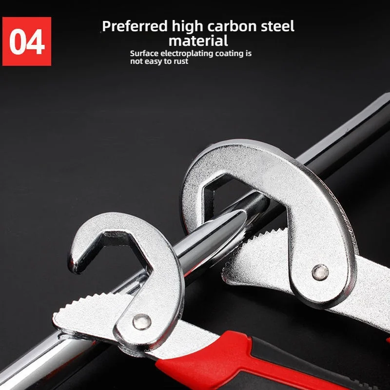 Multipurpose Universal Adjustable Wrench - Quick-Adjust Jaw, All-in-One for Pipe Work & Plumbing | Portable Field Work Tool