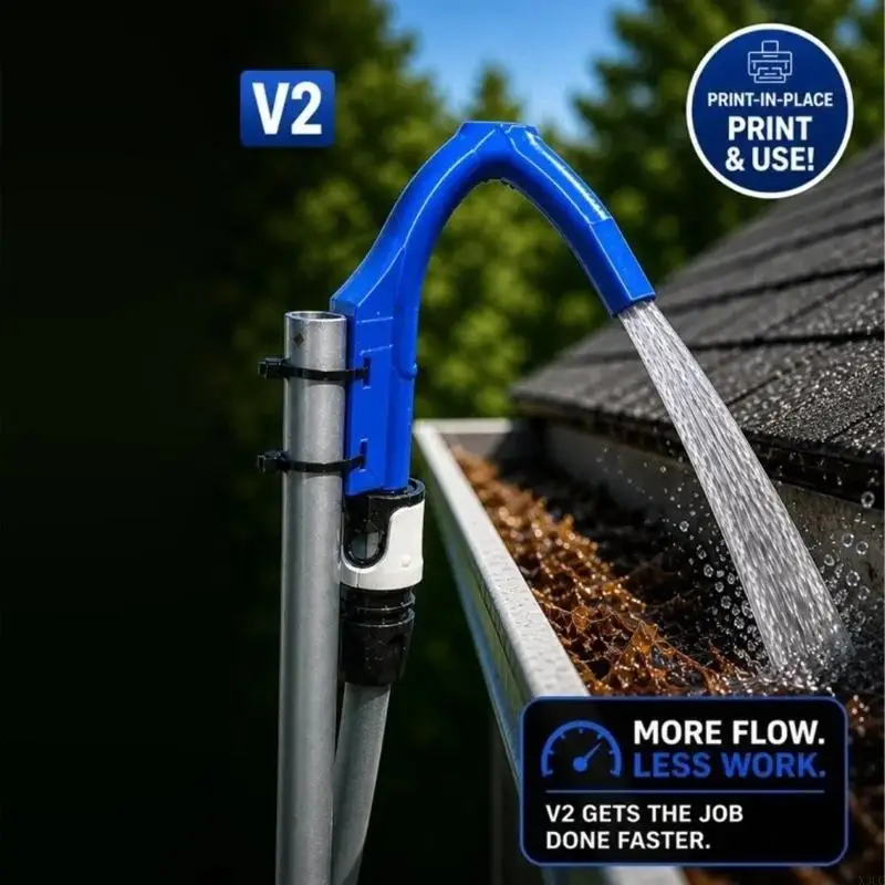 Curved Pressure Washer Gutter Nozzle Roof Troughs Debris Remove Outdoor Roof Use X3UC