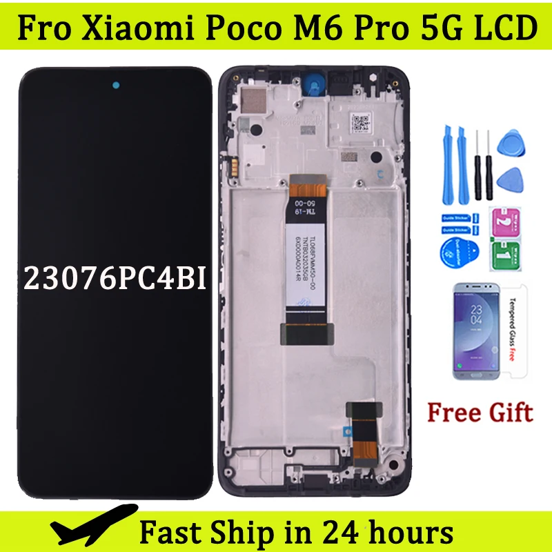 

ЖК-дисплей 6,79 дюйма для Xiaomi Poco M6 Pro 5G 23076PC4BI, сенсорный экран, дигитайзер для Poco M6 Pro, рамка для ЖК-экрана